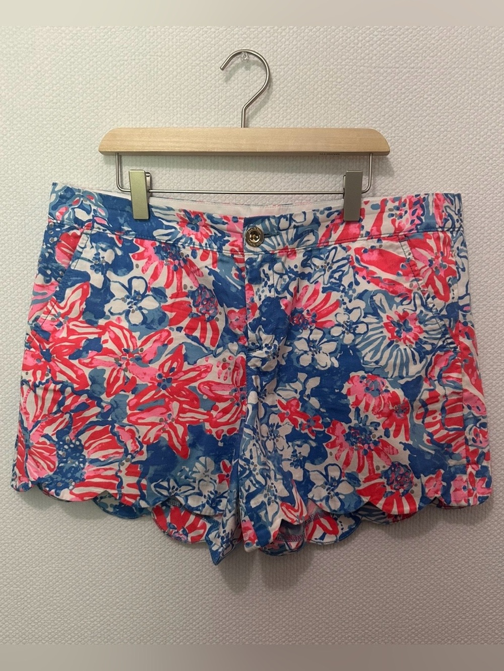 Lilly Pulitzer Buttercup Shorts Blue Pop Pop Glow Cotton Shorts Size 10